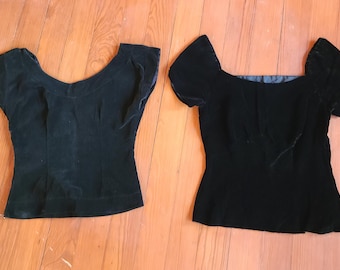Mid Century 2 Vintage Velvet Tops Side Zipper