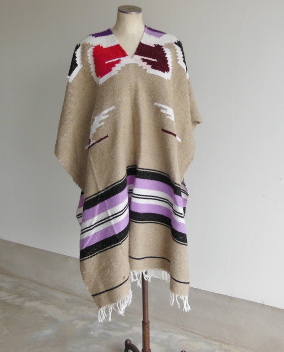 Vintage Mexican Poncho Serape Western Cowboy Guns… - image 1