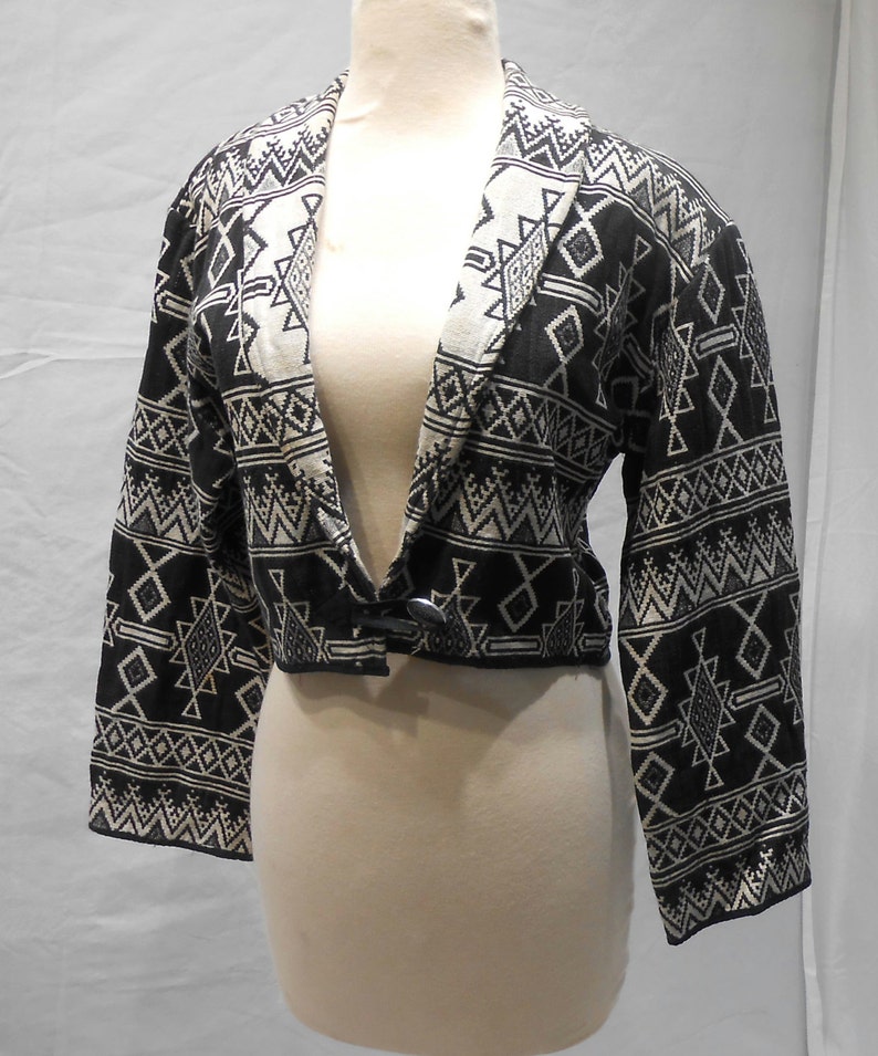 Ethnic Tribal Aztec Ethnic Cropped Boho Southwestern woven Jacket Bolero Blazer