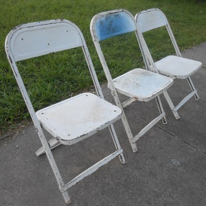 Vintage Metal Childs Folding Chairs Set of 3
