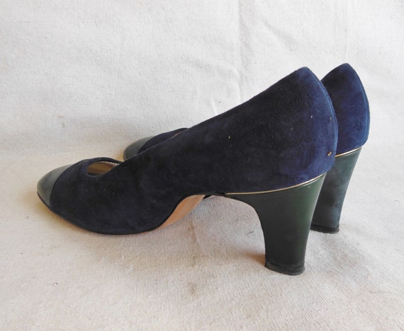 Vintage Blue Suede Shoes Valley Shoe Chunky Heel … - image 4