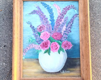 Original Art Handpainted Flowers Signed by Artist