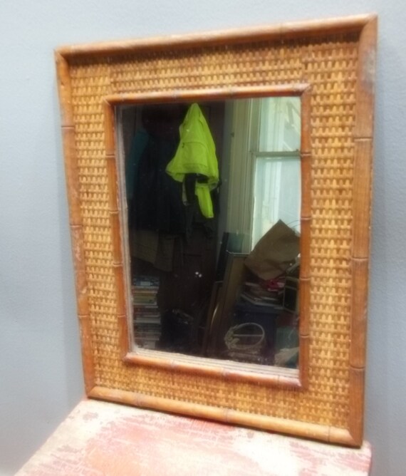 Vintage Boho Chic Style Bamboo Stick Wall Mirror