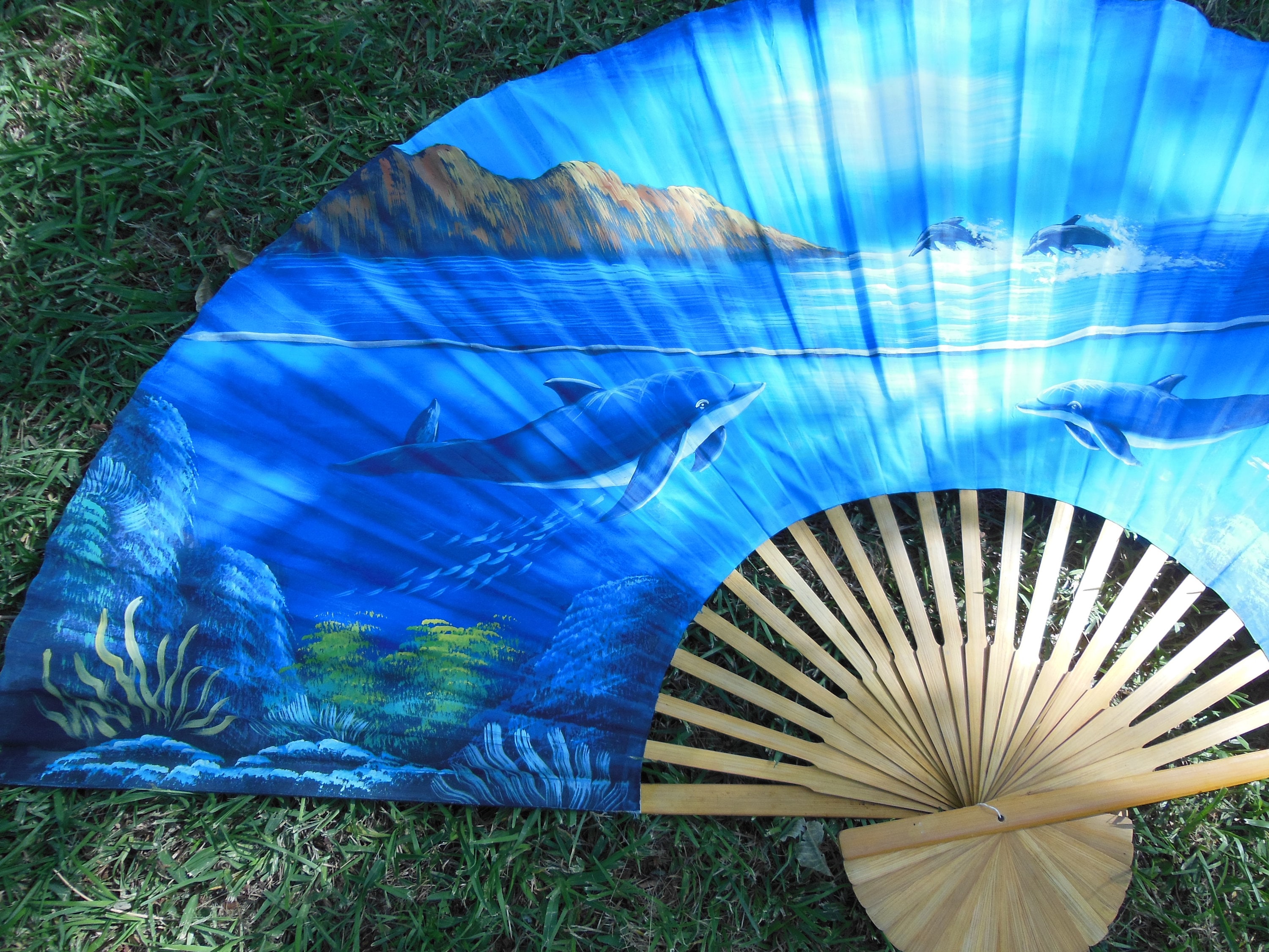 Vintage Handpainted Dolphin Fan (61x35) - Etsy