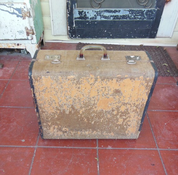 Vintage Wood Shell Tweed Suitcase 1940s Luggage L… - image 2