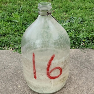 Owens Illinois 5/6 Gallon Carboy Glass Water Jug with Handle Large Clear Glass Vase