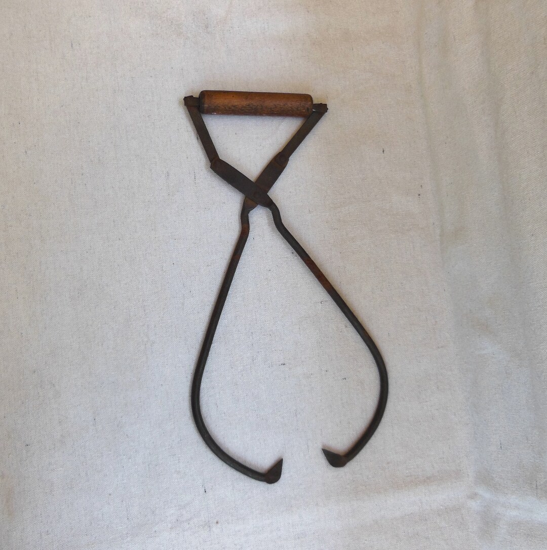 Antique Iron Ice Blocks Grabber Tongs Iron and Wood Ice Hooks Primitive