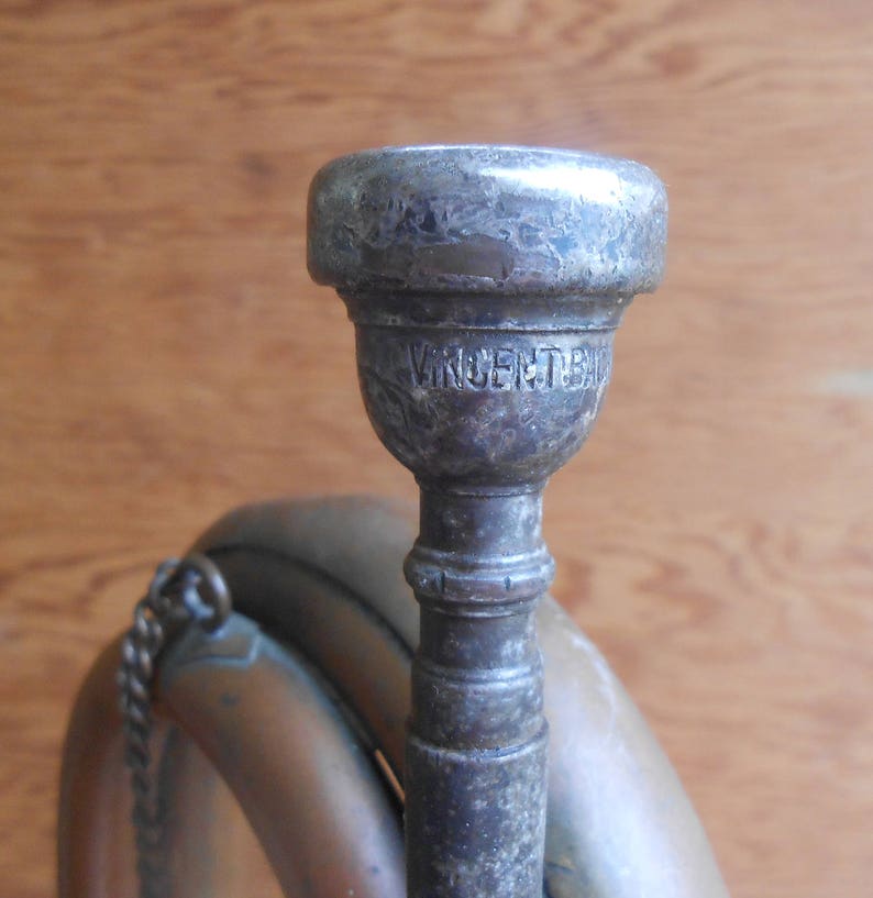 Antique Copper Bugle Trumpet Vincent Bach Corp Mouthpiece Horn Etsy