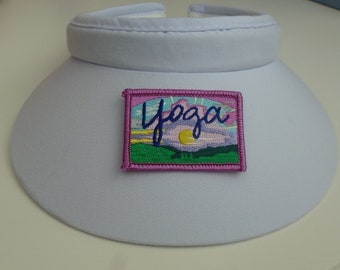 Yoga Lovers Ladies Sun Visor Decorated with Applique, Sun Visor Hand Decorated with Yoga Applique