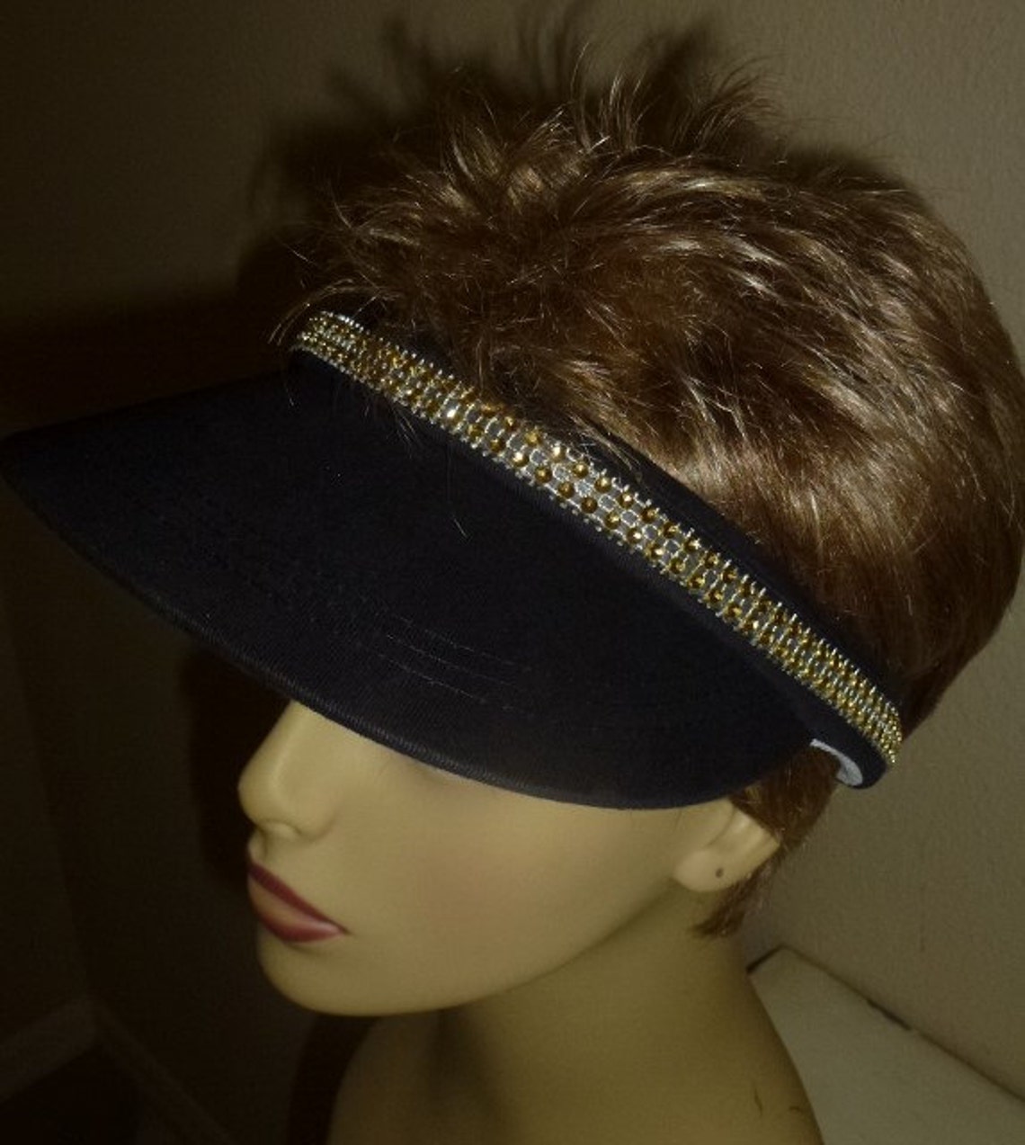 Golf Sun Visor Tennis Visor Glitzy Black Visor Gold tone Etsy