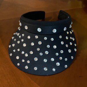 Rhinestone Studded Black Sun Visor