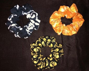 Scrunchies Set of 3~Gold Skull~Handmade Hair Accessories