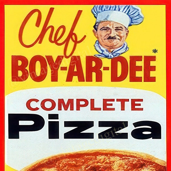 Vintage 1960s Chef Boy-Ar-Dee Complete Pizza Product Box - Framable Art Digital Download Printable - Instant Download!