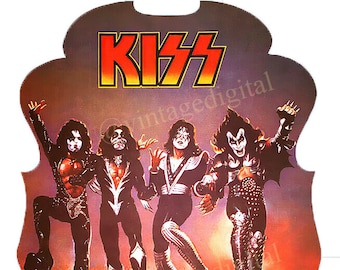 Vintage 1970s KISS Rock Band Iron-On T-Shirt Transfer Digital Download Printable Art Ephemera Junk Journal - Instant Download!