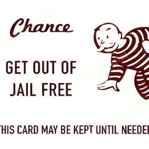 1960年代のヴィンテージ版モノポリー「刑務所から出られるカード」（デジタルダウンロード）
