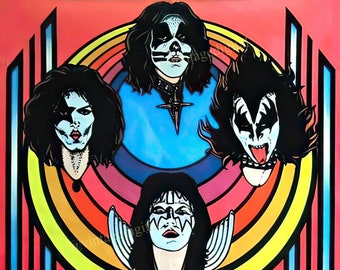 Vintage 1970s KISS Music Group Blacklight Poster Replica Digital