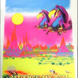 1970s Vultures Patience My Ass Blacklight Poster DIGITAL Art Download Printable - Instant Download!