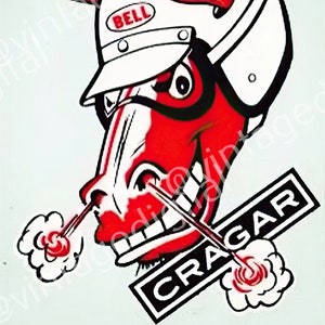 Vintage 1960s Cragar Bell Helmet Decal Logo Digital Download Printable Art Ephemera T-Shirt Junk Journal - Instant Download!