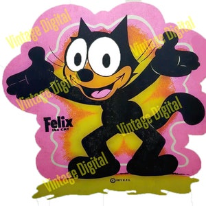 Vintage 1970s Felix the Cat Iron-On T-Shirt Transfer Digital Download Printable Art - Instant Download!