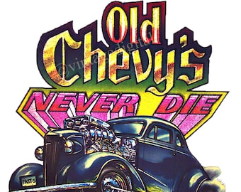 Vintage 1970s Chevy Iron-on Transfer: Old Chevys Never Die