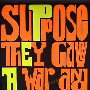 Vintage 1970s Suppose They Gave a War And Nobody Came Blacklight Poster Replica DIGITAL Printable Art  - Instant Download!