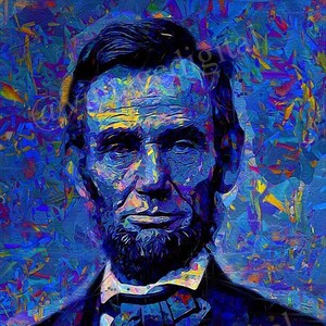 Abraham Lincoln Abstract Glass Frameable Digital Art Download Printable Art Ephemera Junk Journal - Instant Download!