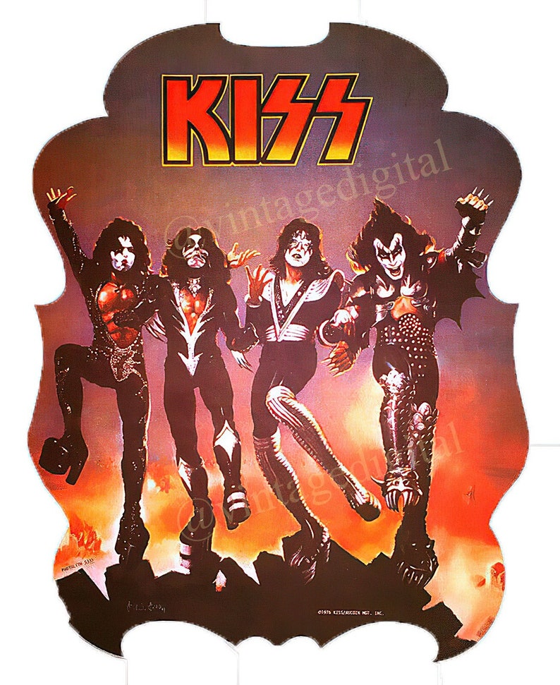 Vintage 1970s KISS Rock Band Ironon Tshirt Transfer Digital Download