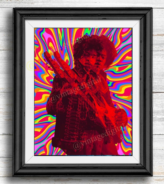 ジミ・ヘンドリックスのサイケデリックな二重露光ポスターアート