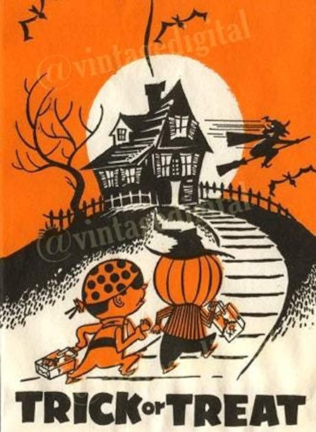 Vintage Halloween Children's Trick or Treat Bag Image DIGITAL Download ...