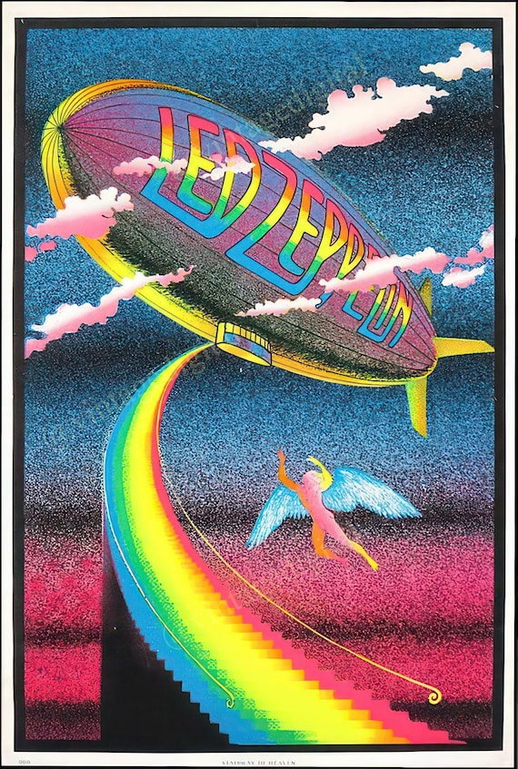 ポップアート1955-70￼ 200ページ￼ Vintage 1970s Led Zeppelin Stairway to Heaven Replica Blacklight