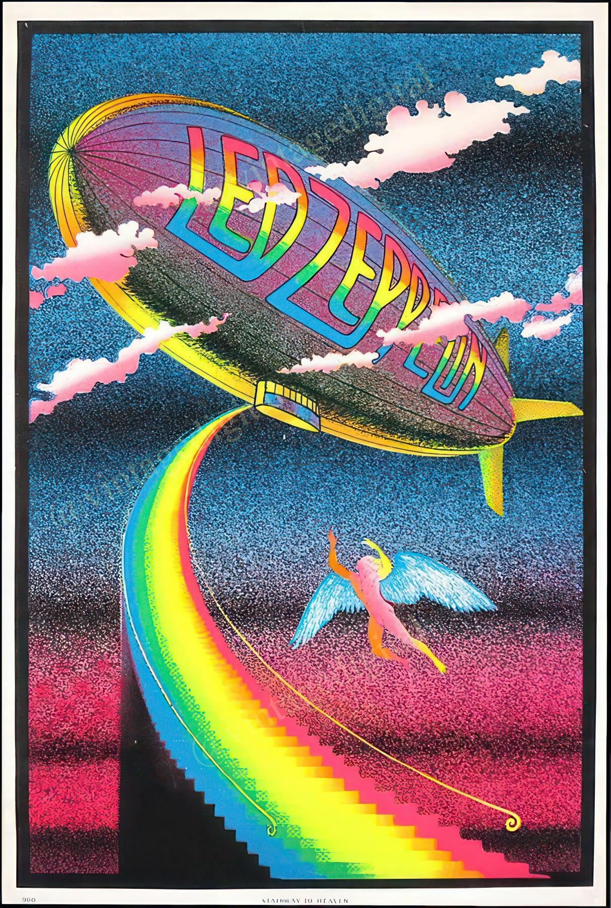 Vintage 1970s Led Zeppelin Stairway to Heaven Replica Blacklight