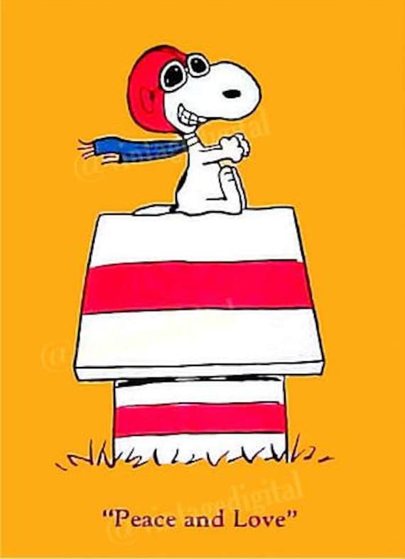 Vintage 1960s Snoopy Peace and Love Replica Poster DIGITAL