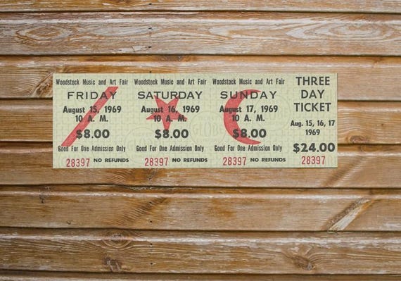 1969 Woodstock Music Fair Replica Ticket Art – Vintage (digital