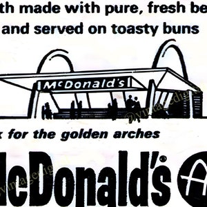Vintage 1960s Mcdonald's Golden Arches Ad Frameable Art Digital ...