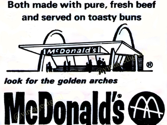 Vintage 1960s Mcdonald's Golden Arches Ad Frameable Art Digital