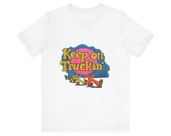 Maglietta con grafica "Keep On Truckin'" / T-shirt con design retrò anni '70.