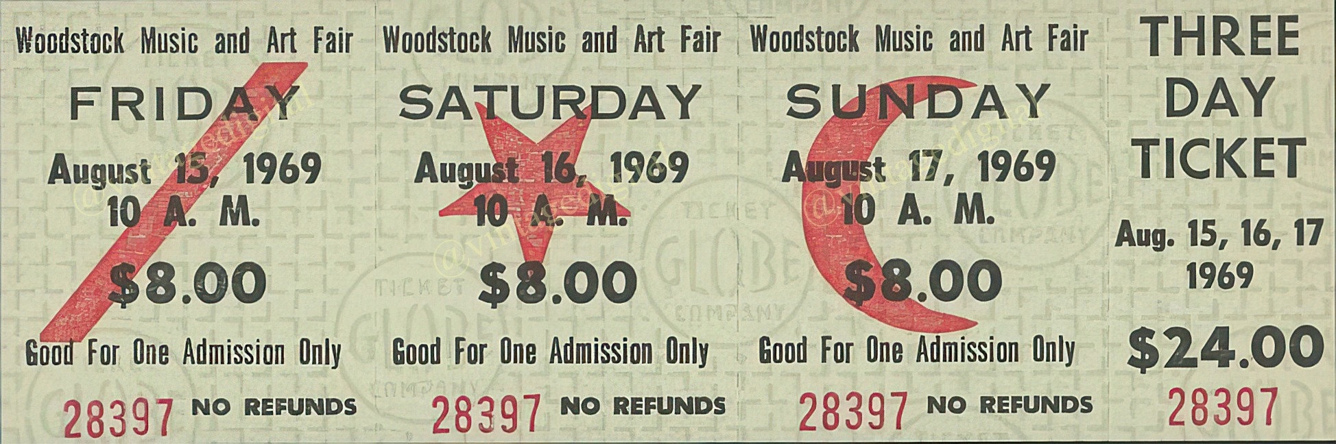 1969 Woodstock Music Fair Replica Ticket Art – Vintage (digital
