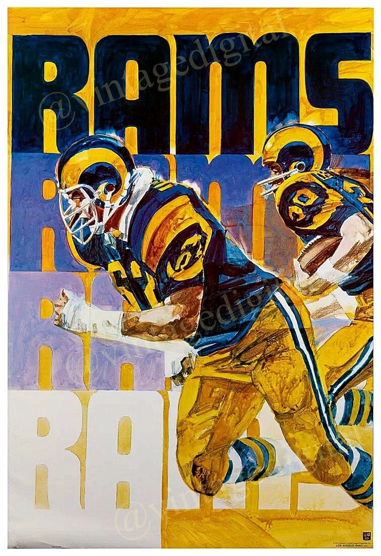 Vintage 1972 Los Angeles Rams Poster – NFL Replica Art (digital
