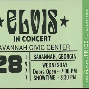 Vintage 1977 Elvis Presley in Concert Savannah, GA Replica Ticket Digitaler Download druckbare Kunst - Instant Download!