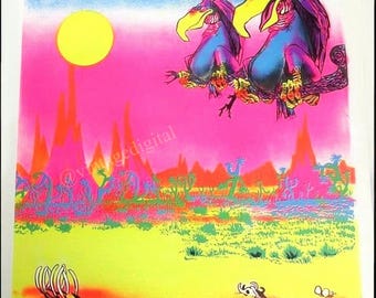 1970s Vultures Patience My Ass Blacklight Poster DIGITAL Art
