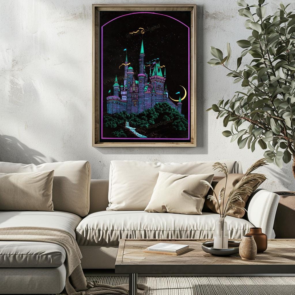 Vintage 1970s Moon Castle Replica Blacklight Poster DIGITAL