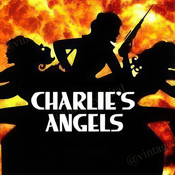 Vintage 1980s Charlie's Angels TV Show Logo Framable Art Digital Download Printable - Instant Download!