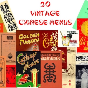 20 retro vintage Chinese menu's downloadbare afbeeldingen | Digitale download uit de jaren 1930 en 1970 | Clipart direct downloaden
