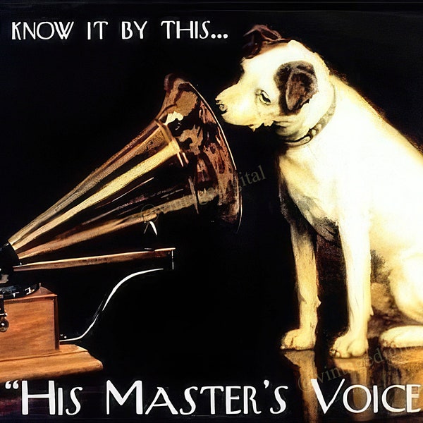 Vintage Edison's Phonograph His Master's Voice Dog Poster Replica DIGITAL Download Printable Art  - Instant Download!