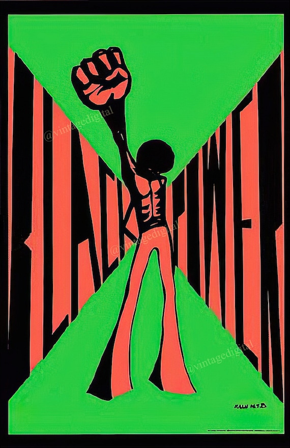 Vintage 1970s Black Power Blacklight Poster Frameable Art DIGITAL