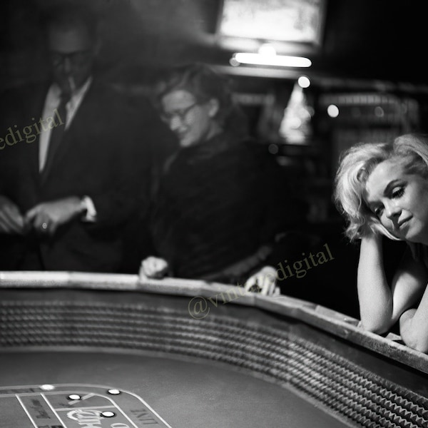 1960s Poster Replica Marilyn Monroe at the Gaming Table Digital Art Download Printable - Instant Download!