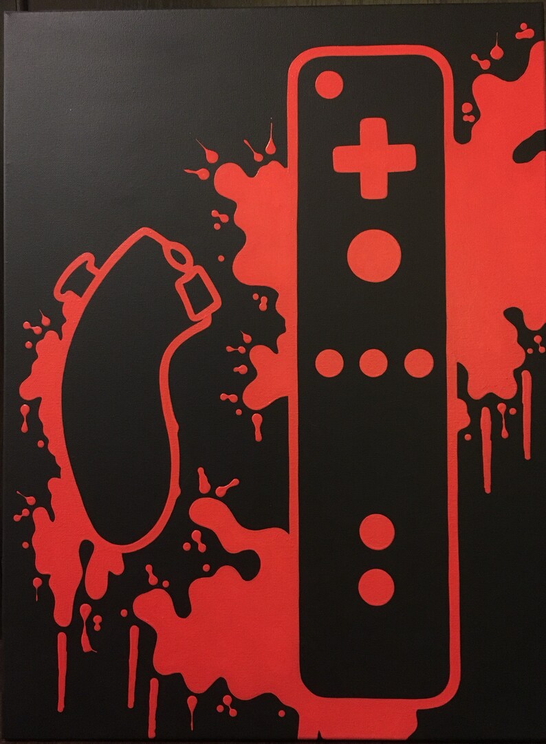 Nintendo Wii Video Game Controller Painting Video Game Art Etsy