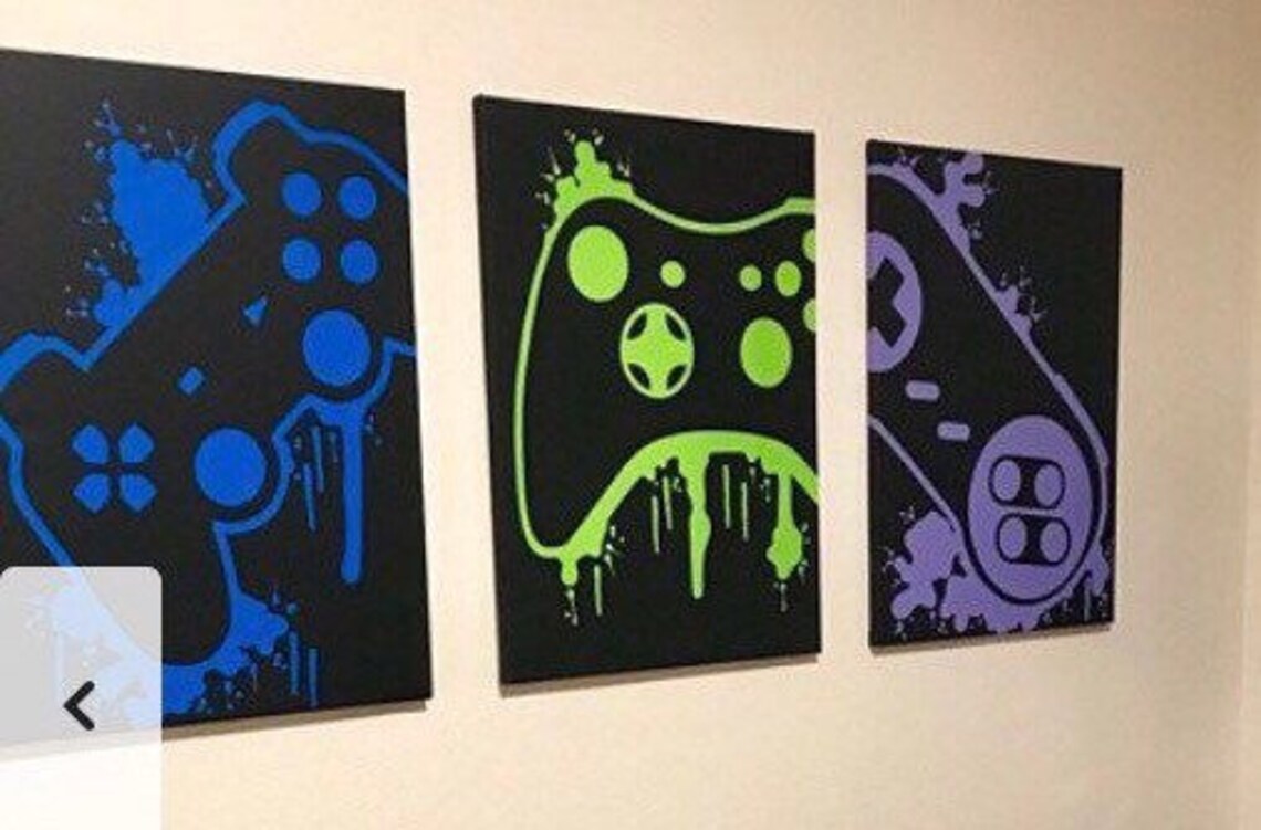 Three Piece Video Game Controller Paintings SetVideo Game Etsy