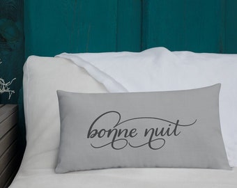 Pillow, Bonne Nuit Throw Pillow, Quote Pillow, Nursery Pillow