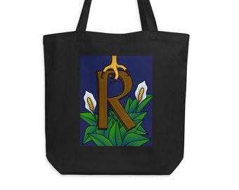 Letter R Tote Bag, Typography Monogram Accessories
